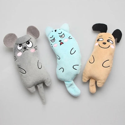 Pet catnip plush cat self hi grinding teeth cleaning interactive thumb toy