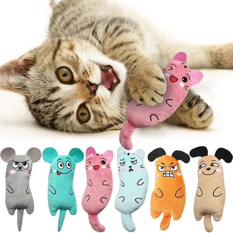 Pet catnip plush cat self hi grinding teeth cleaning interactive thumb toy